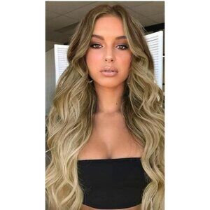 Vigorous Womens 20" Brown Blonde Ombre 4 pcs Clip-In Hair Extensions Synthetic